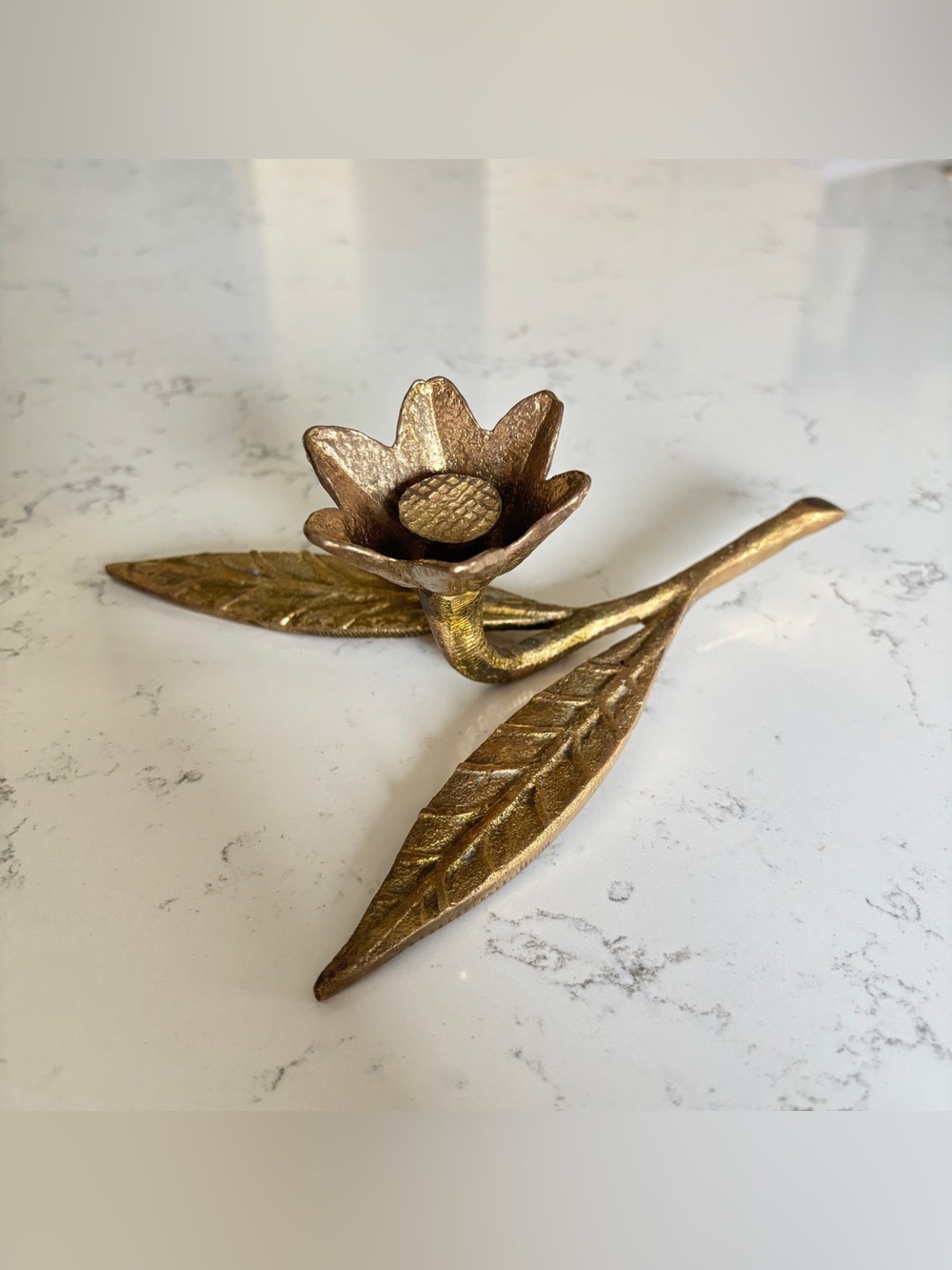 Vintage Brass Lotus Flower Ashtray Stem Only - Missing Petals
